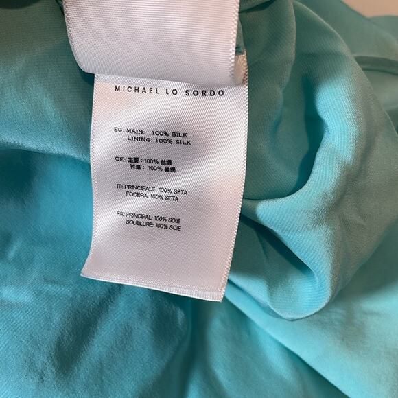 Michael Lo Sordo Iced Bias Draped Asymmetric Silk Maxi Dress in Blue Size 4 - Picture 12 of 12